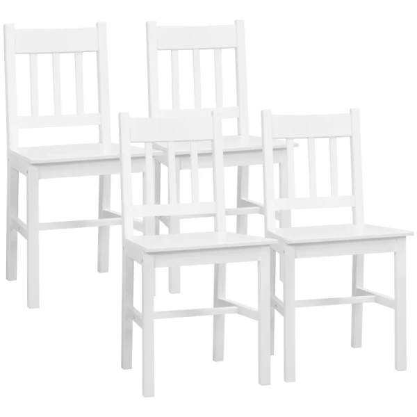 Set Van 4 Eetkamerstoelen, Keukenstoelen, Massief Hout, 41 Cm X 46,5 Cm X 85,5 Cm, Wit 10