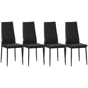 Set Van 4 Eetkamerstoelen, Keukenstoelen, Modern Design, 41 Cm X 50 Cm X 97 Cm, Zwart 1