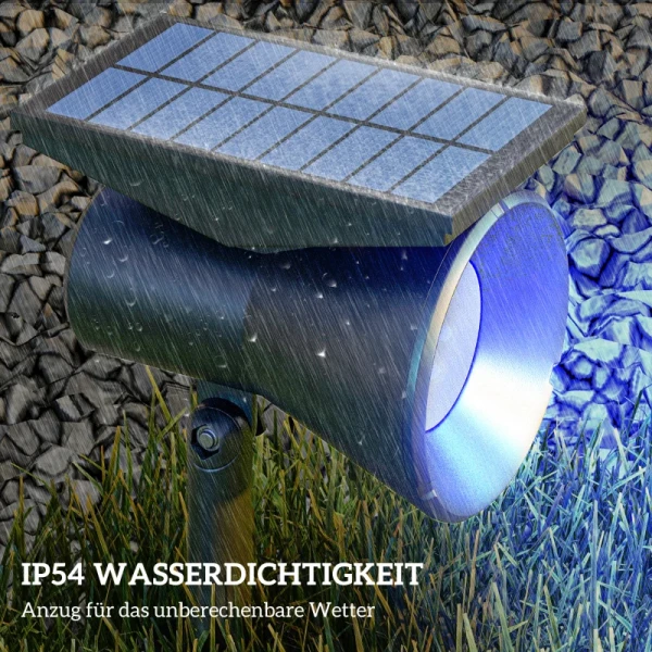 Solarlampen, 2 Stuks Solarlampen, Solartuinlamp Met 2 Lichtkleuren, Vloer-/wandmontage, IP54 Waterdicht Voor Balkon, Terras, Zwart 7