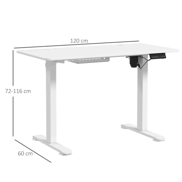 Sta-bureau, In Hoogte Verstelbaar, 120x60x72-116cm, Wit 3