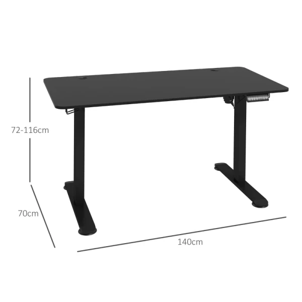 Sta-bureau, In Hoogte Verstelbaar Computerbureau, 140 Cm X 70 Cm X 116 Cm, Zwart 3