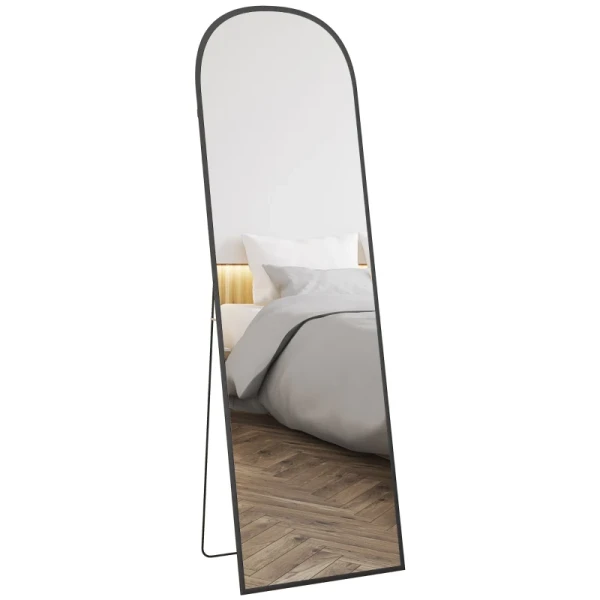 Staande Spiegel Full Body Spiegel Grote Spiegel, Modern Design, 50 Cm X 1,5 Cm X 161,5 Cm, Zwart 10