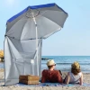 Strandparasol Met Zijwand, Kantelbaar, 2 Vakken En 2 Ramen, Inclusief Draagtas, 191 X 211 Cm, Blauw + Wit 2