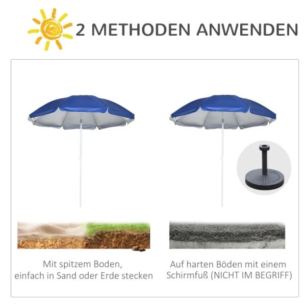 Strandparasol Met Zijwand, Kantelbaar, 2 Vakken En 2 Ramen, Inclusief Draagtas, 191 X 211 Cm, Blauw + Wit 6