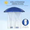 Strandparasol Met Zijwand, Kantelbaar, 2 Vakken En 2 Ramen, Inclusief Draagtas, 191 X 211 Cm, Blauw + Wit 7