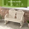 Tuinbank, Wagenwiel-design, Voor 2 Personen, Naturel Hout 7