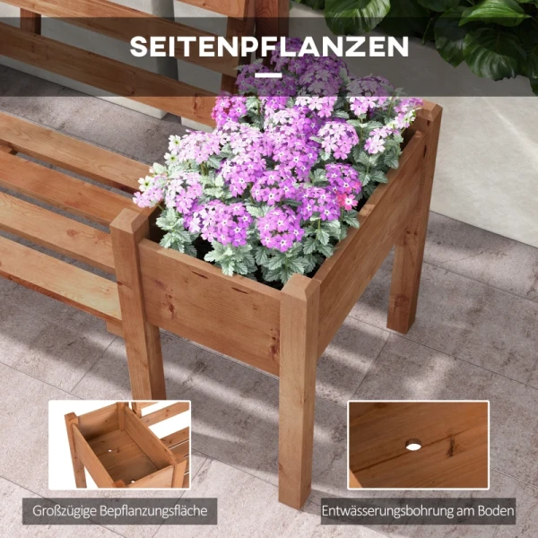 Tuinbankbank, Inclusief Plantenbakken, Hout, 184 Cm X 59 Cm X 95 Cm, Bruin 5