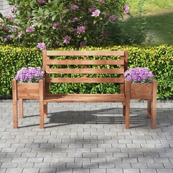 Tuinbankbank, Inclusief Plantenbakken, Hout, 184 Cm X 59 Cm X 95 Cm, Bruin 7