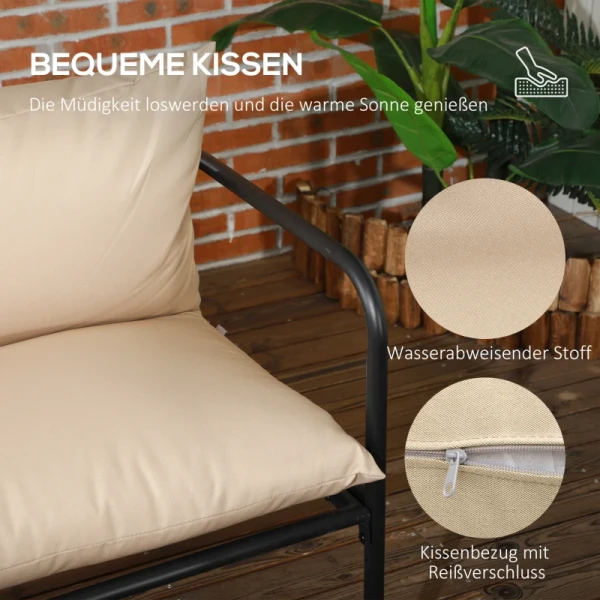 Tuinbankset Rotan Bankstel Boho-stijl Weerbestendig 116 Cm X 58 Cm X 66 Cm Kaki 5