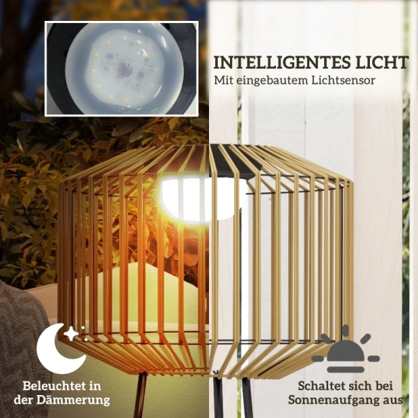 Tuinlamp, Solar & USB, Automatische Inschakeling, Plantenplank, Bruin/zwart 5