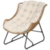 Tuinlounge, Rotan Look, Buitenfauteuil, Met Kussen, Metalen Frame, 75x101x90 Cm, Naturel/kaki/zwart 1