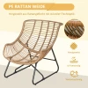 Tuinlounge, Rotan Look, Buitenfauteuil, Met Kussen, Metalen Frame, 75x101x90 Cm, Naturel/kaki/zwart 5