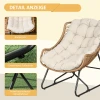 Tuinlounge, Rotan Look, Buitenfauteuil, Met Kussen, Metalen Frame, 75x101x90 Cm, Naturel/kaki/zwart 6