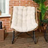 Tuinlounge, Rotan Look, Buitenfauteuil, Met Kussen, Metalen Frame, 75x101x90 Cm, Naturel/kaki/zwart 7