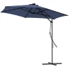 Tuinparasol, Zweefparasol, LED's, Zonnepaneel, Weerbestendig, Inclusief Beschermhoes, 290 X 260 Cm, Donkerblauw 1