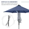 Tuinparasol, Zweefparasol, LED's, Zonnepaneel, Weerbestendig, Inclusief Beschermhoes, 290 X 260 Cm, Donkerblauw 4