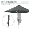 Tuinparasol, Zweefparasol, LED's, Zonnepaneel, Weerbestendig, Inclusief Beschermhoes, 290 X 260 Cm, Donkergrijs 4