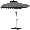 Tuinparasol, Zweefparasol, Sierrand, Ventilatiedak, Metalen Frame, 2,4x2,4x2,6m, Donkergrijs 1