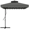 Tuinparasol, Zweefparasol, Sierrand, Ventilatiedak, Metalen Frame, 2,4x2,4x2,6m, Donkergrijs 10