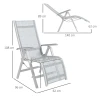 Tuinstoel Outdoor Loungestoel Tuinligstoel, Weerbestendig, 62cm X 96cm X 108cm, Grijs + Wit 3