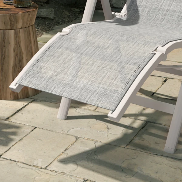 Tuinstoel Outdoor Loungestoel Tuinligstoel, Weerbestendig, 62cm X 96cm X 108cm, Grijs + Wit 8