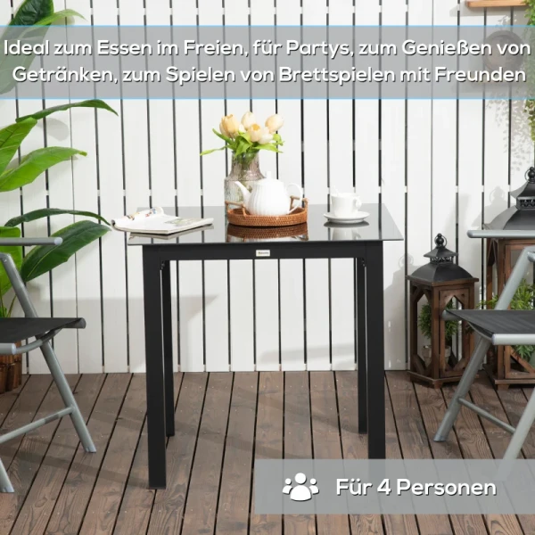 Tuintafel Buitentafel Buiten Loungetafel, Weerbestendig, 80 X 80 X 74 Cm, Zwart 6