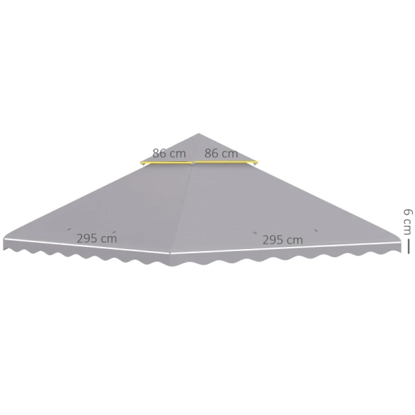 Vervangingsdak Voor Tuinpaviljoen, Met Ventilatiedak, Waterafvoergaten, Polyester, 3 X 3 M, Lichtgrijs 3