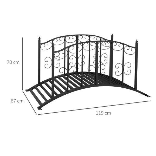 Vintage Stijl Metalen Tuinbrug, Tuin- En Vijverdecoratie, 119x67x70 Cm, Zwart 3