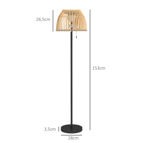 Vloerlamp Vloerlamp Design Vloerlamp, LED-licht, 3 Helderheidsniveaus, Bamboe, 39 X 39 X 153 Cm, Naturel 3