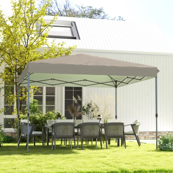 Vouwpaviljoen, Eenvoudig Op Te Zetten Met 1-knopssysteem, In Hoogte Verstelbaar, Metalen Frame, 3,6 X 3,6m, Beige 2