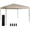 Vouwpaviljoen, Eenvoudig Op Te Zetten Met 1-knopssysteem, In Hoogte Verstelbaar, Metalen Frame, 3,6 X 3,6m, Beige 10