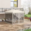 Vouwpaviljoen, In Hoogte Verstelbaar, Gaasgordijnen, Draagtas, Metalen Frame, 3 X 3 X 3 M, Beige 2