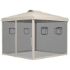 Vouwpaviljoen, In Hoogte Verstelbaar, Gaasgordijnen, Draagtas, Metalen Frame, 3 X 3 X 3 M, Beige 1