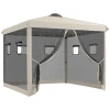 Vouwpaviljoen, In Hoogte Verstelbaar, Gaasgordijnen, Draagtas, Metalen Frame, 3 X 3 X 3 M, Beige 10