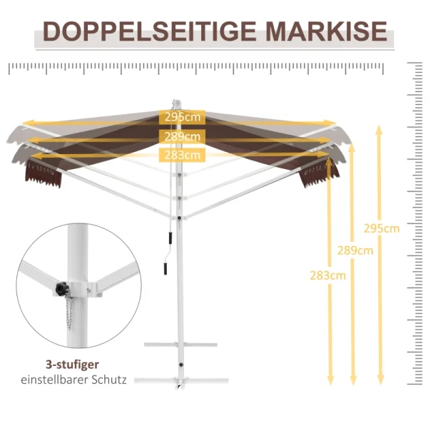 Vrijstaande Luifel 4,5x3,4m, Kantelbaar, Zwengel, Metalen Frame, Bruin 6