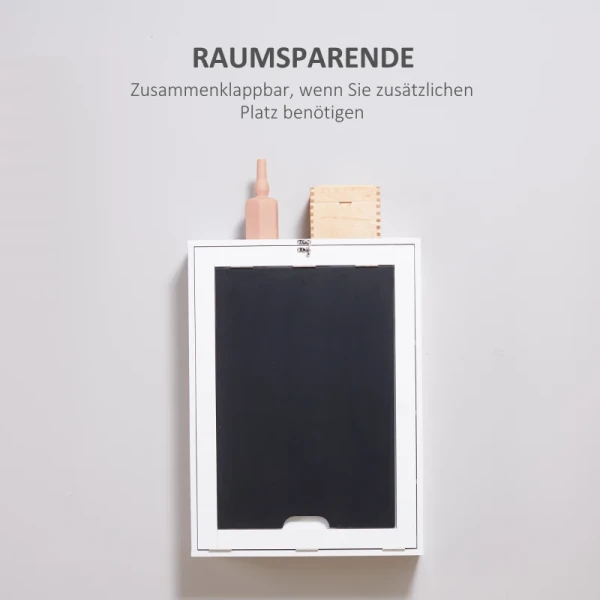 Wandbureau, Opklapbaar Tafelblad, 5 Vakken, 60x94,5x147cm, Zwart/wit 6