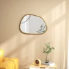 Wandspiegel Decoratieve Spiegel, Vintage Design, 70 Cm X 2,1 Cm X 50 Cm, Massief Hout, Natuurlijk 2