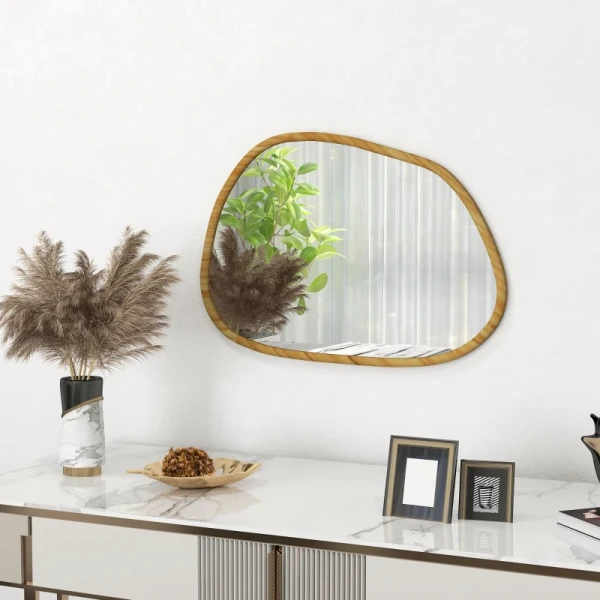 Wandspiegel Decoratieve Spiegel, Vintage Design, 80 Cm X 2,1 Cm X 60 Cm, Massief Hout, Natuurlijk 9