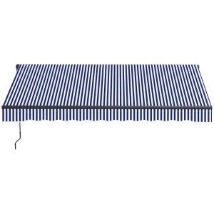 Zonnescherm, Terrasscherm, Inclusief Handslinger, Weerbestendig, 247 Cm X 295 Cm, Blauw + Wit 1