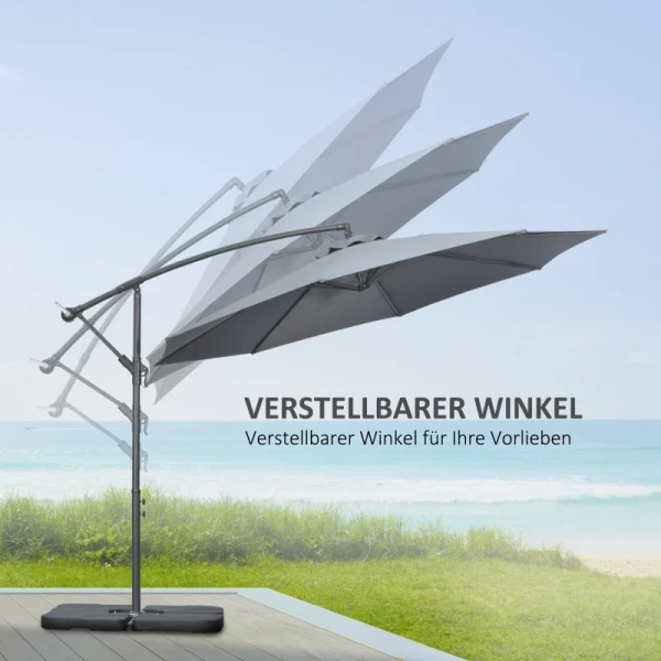 Zweefparasol Tuinparasol, Inclusief Kruisvoet, Weerbestendig, 292 Cm X 292 Cm X 247 Cm, Grijs 5