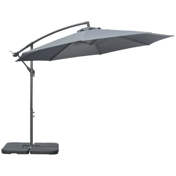 Zweefparasol Tuinparasol, Inclusief Kruisvoet, Weerbestendig, 292 Cm X 292 Cm X 247 Cm, Grijs 10