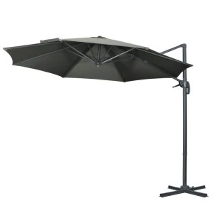 Zweefparasol Tuinparasol, Inclusief Kruisvoet, Weerbestendig, 294 Cm X 248 Cm, Grijs 1