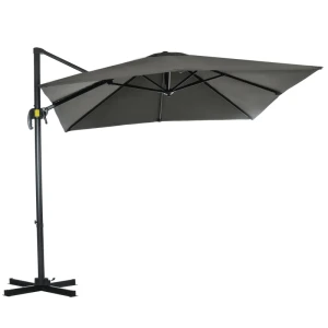 Zweefparasol Tuinparasol, Kruisvoet, Draaibaar, Weerbestendig, 245 Cm X 245 Cm X 245 Cm, Grijs 1