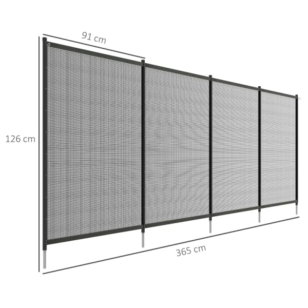 Zwembadveiligheidshek, Zwembadhek Voor Kinderen, 4-delig, Aluminium/Texteline, 365 X 126 Cm, Zwart 3