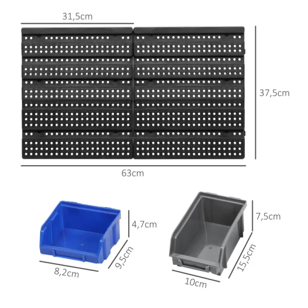 Opbergplank, Werkplaatsmagazijn, 30 Dozen In 2 Maten, Stapelbaar, 63x18x37,5cm, Blauw 3