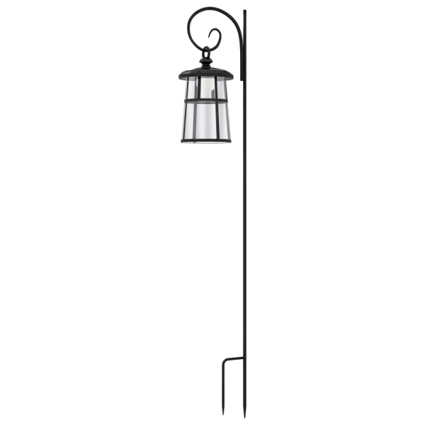 Tuinlamp, Op Zonne-energie, 6000K 30lm, 16,5x21,5x122cm, Zwart 1