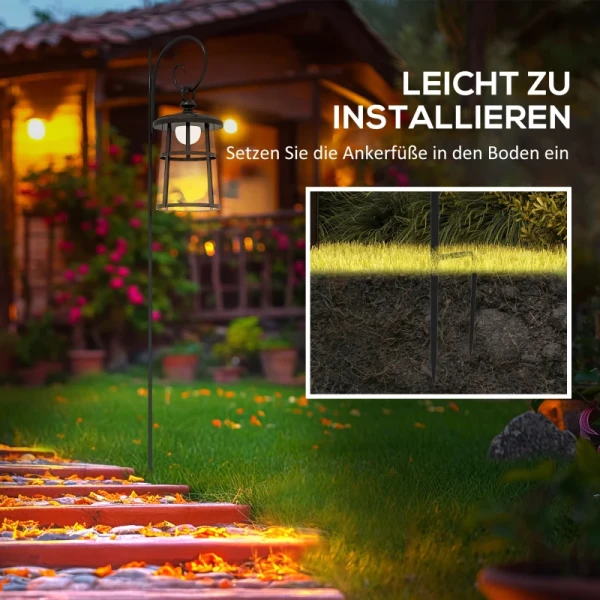 Tuinlamp, Op Zonne-energie, 6000K 30lm, 16,5x21,5x122cm, Zwart 8