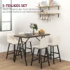 5-delige Barset, Tafel En 4 Stoelen, Knoopstiksel, Dikke Vulling, Linnenlook, Beige 4