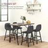 5-delige Barset, Tafel En 4 Stoelen, Knoopstiksel, Dikke Vulling, Linnenlook, Lichtbruin 4