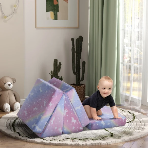 5-delige Modulaire Kinderbankset Trapmatras Hindernisbaan Pony Sterpatroon Roze 2